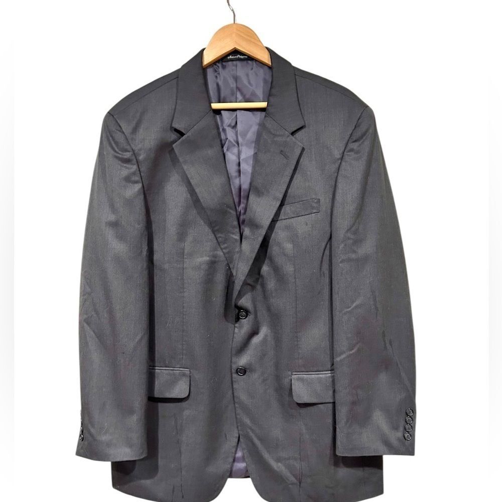 Lacrosse Mens Blazer Sports Coat Black Gray 44L Dress Formal Wool Blend Career